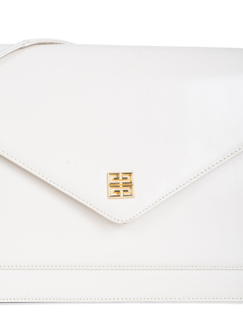 Givenchy Logo Leather Envelope Flap Messenger Bag Ivory-designer resale