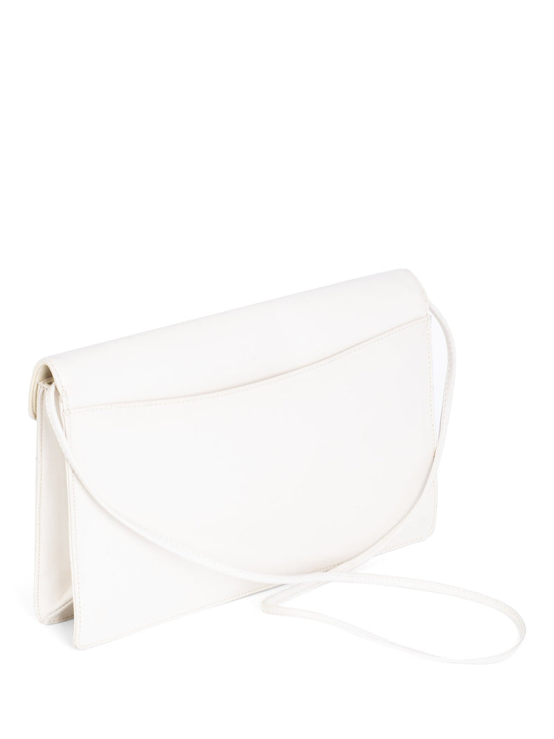 Givenchy Logo Leather Envelope Flap Messenger Bag Ivory-designer resale