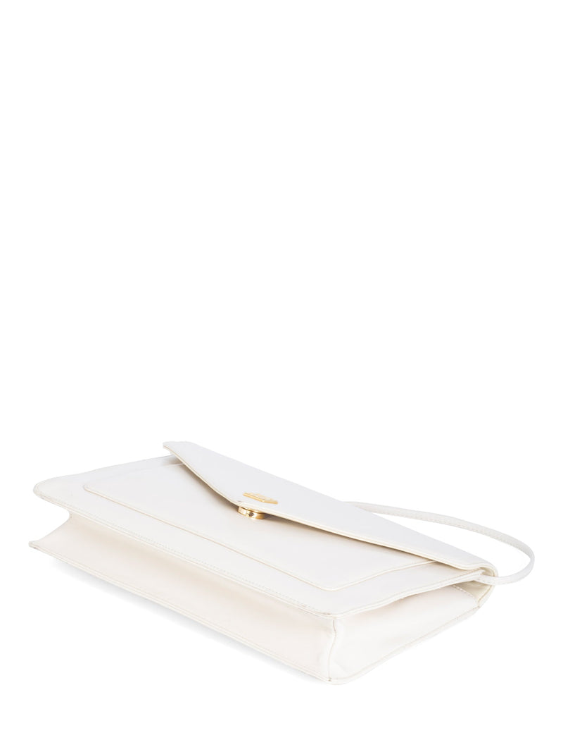 Givenchy Logo Leather Envelope Flap Messenger Bag Ivory-designer resale