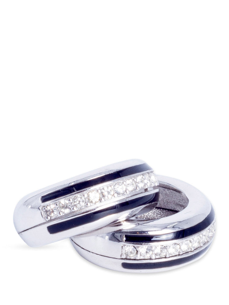 Givenchy Vintage Crystal Black Enamel Hoops Earrings-designer resale