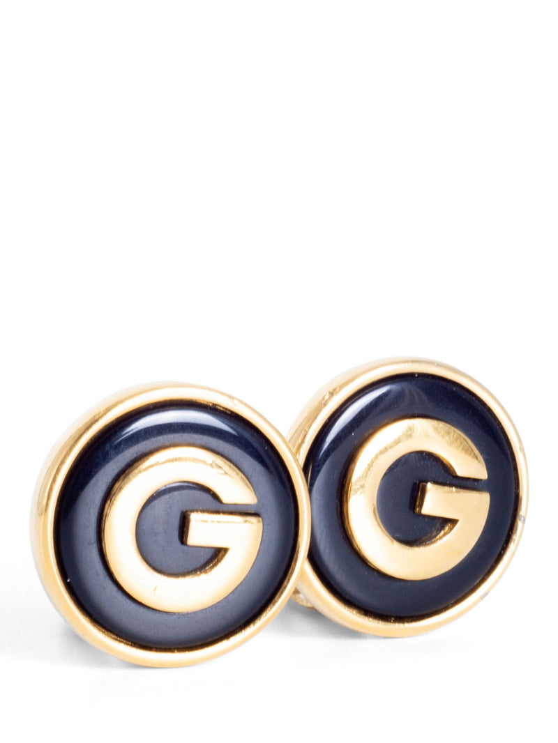 Givenchy Vintage G Logo 24K Gold Plated Clip On Earrings-designer resale