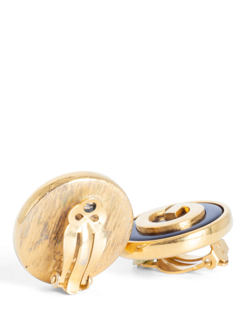 Givenchy Vintage G Logo 24K Gold Plated Clip On Earrings-designer resale