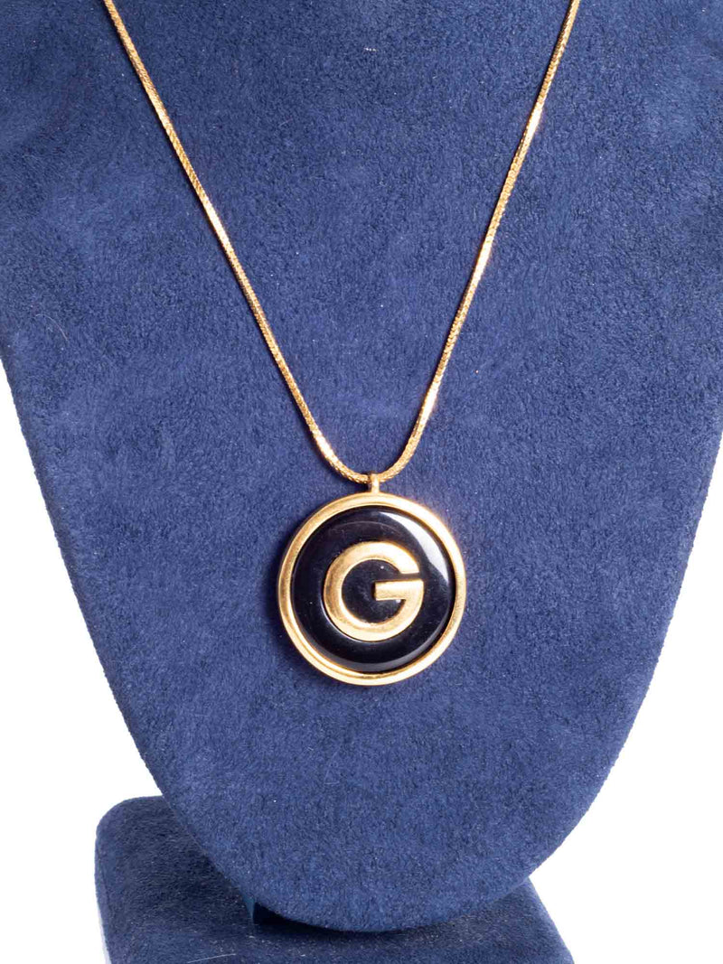 Givenchy Vintage G Logo 24K Gold Plated Necklace-designer resale