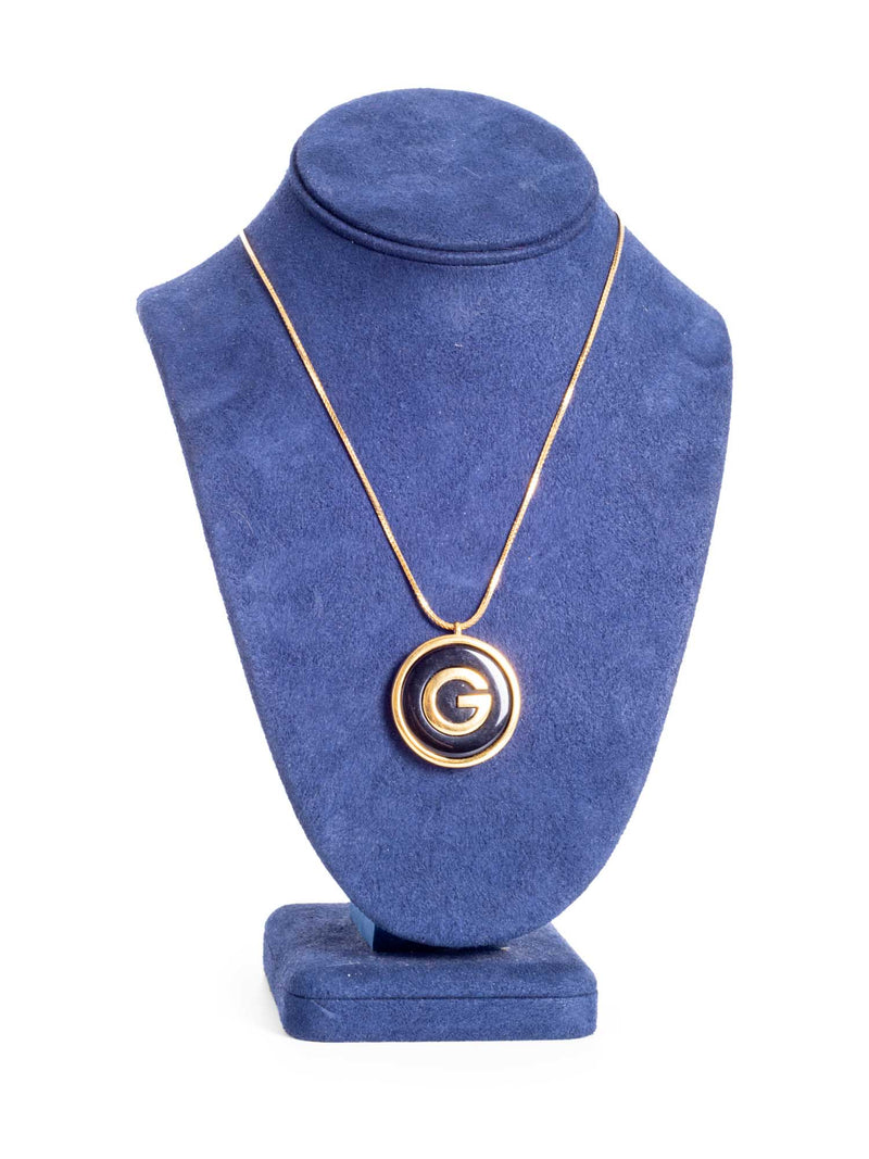 Givenchy Vintage G Logo 24K Gold Plated Necklace-designer resale