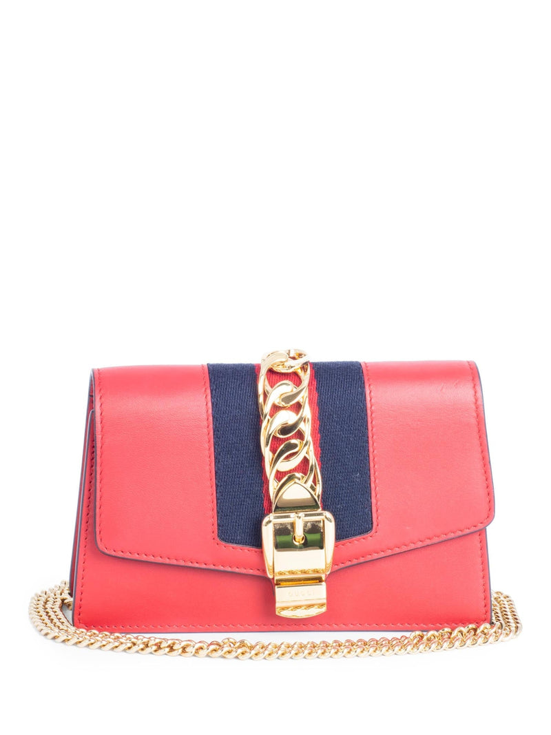 Gucci Calfskin Super Mini Sylvie Chain Messenger Bag Red-designer resale
