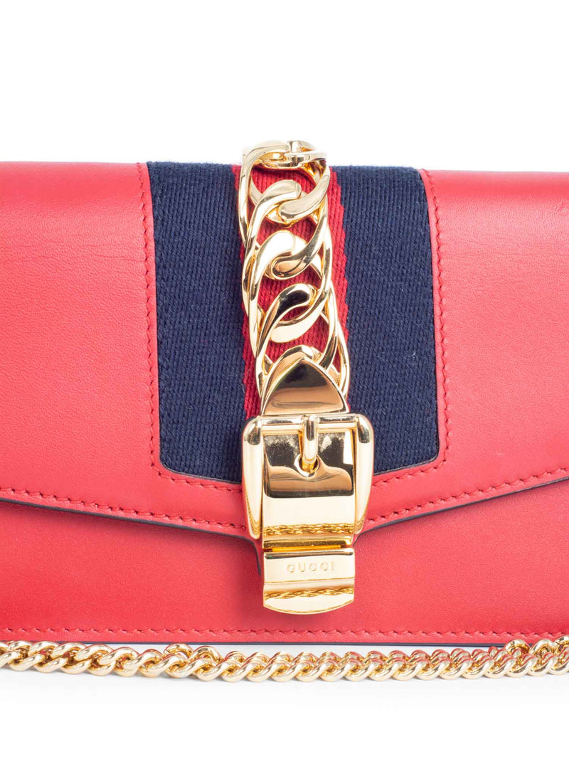 Gucci Calfskin Super Mini Sylvie Chain Messenger Bag Red-designer resale