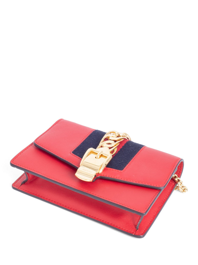 Gucci Calfskin Super Mini Sylvie Chain Messenger Bag Red-designer resale
