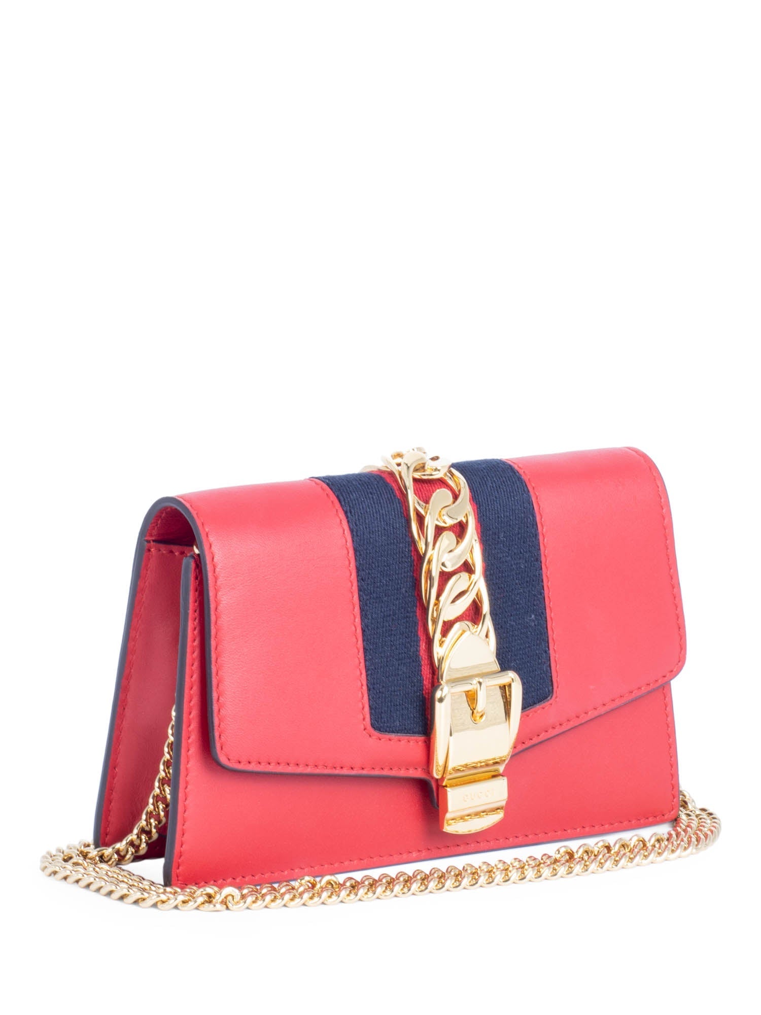 Gucci Calfskin Super Mini Sylvie Chain Messenger Bag Red-designer resale