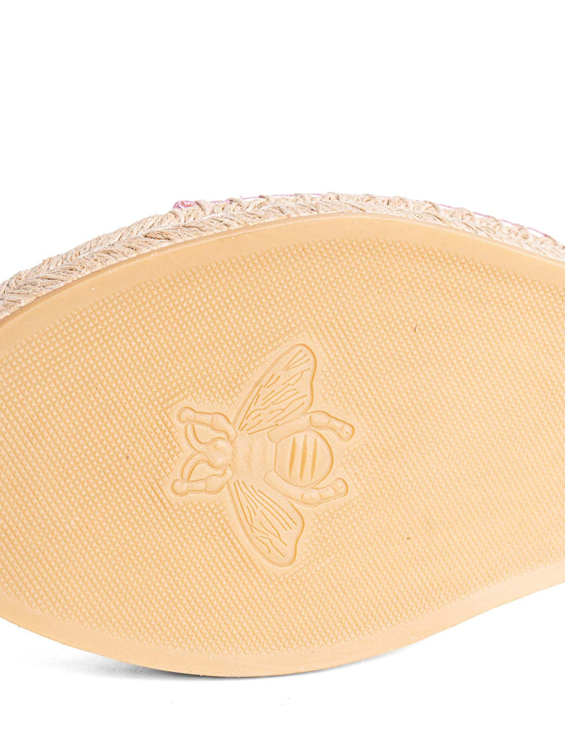 Gucci GG Marmont Metallic Leather Chevron Raffia Slides Pink-designer resale