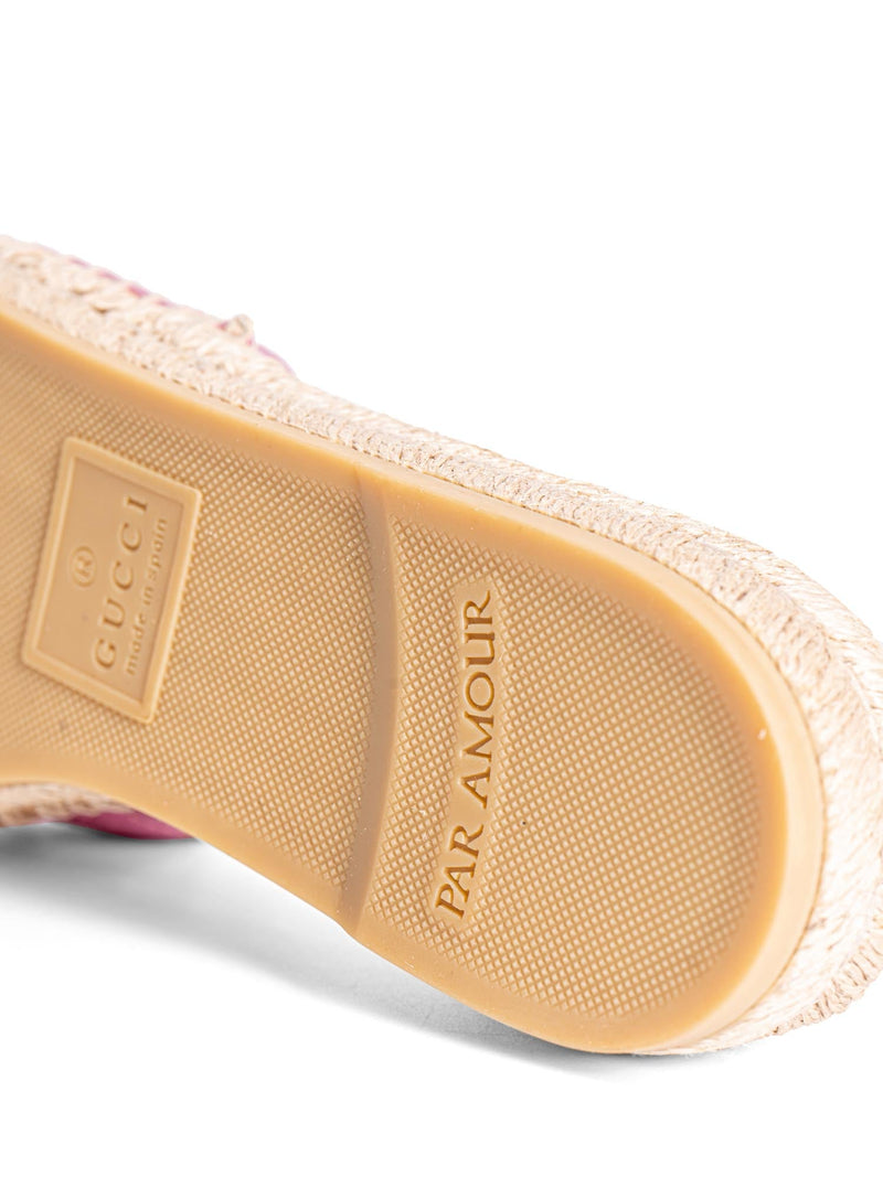 Gucci GG Marmont Metallic Leather Chevron Raffia Slides Pink-designer resale