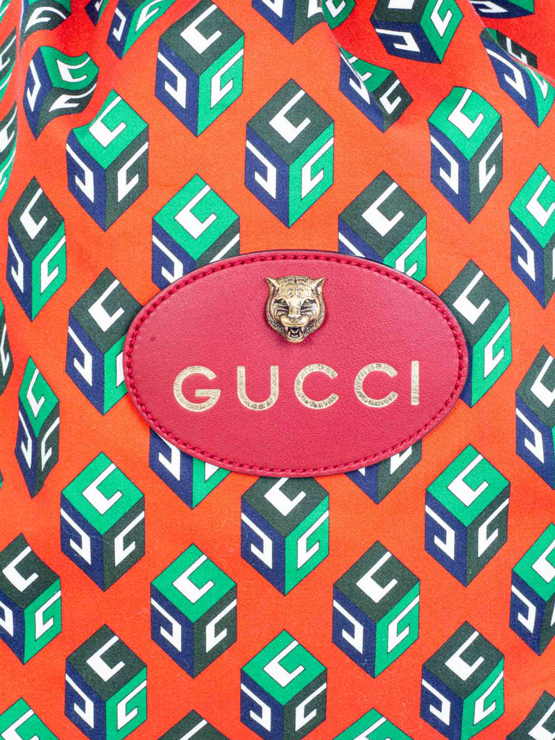 Gucci GG Neo Vintage Drawstring Backpack Red-designer resale
