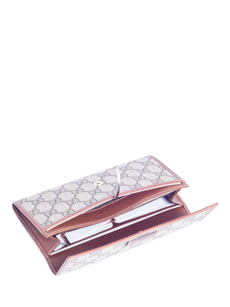Gucci GG Supreme Courrier Long Wallet in beige coated/waterproof