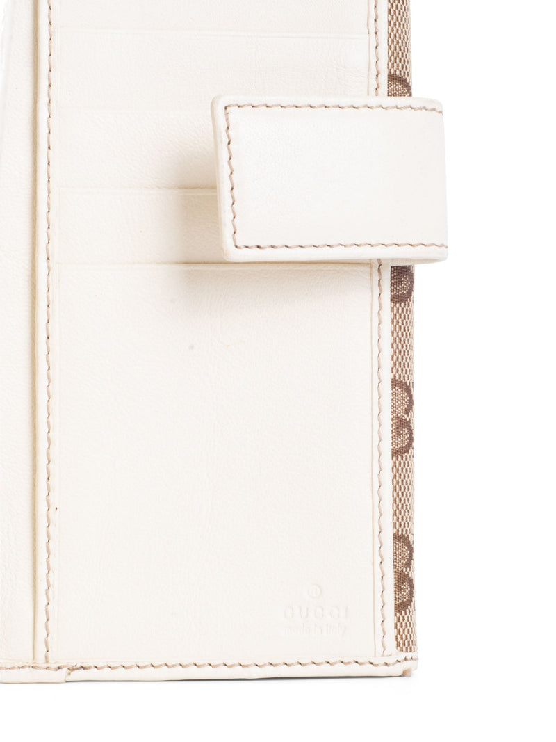Gucci GG Supreme Horsebit Canvas Leather Flap Wallet White-designer resale