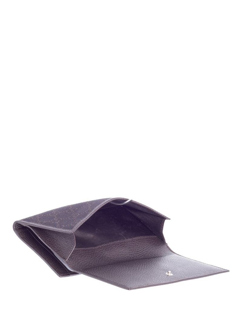 Gucci GG Supreme Leather Canvas Flap Wallet Brown-designer resale