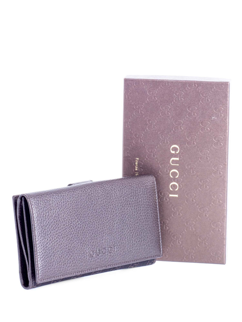 Gucci GG Supreme Leather Canvas Flap Wallet Brown-designer resale