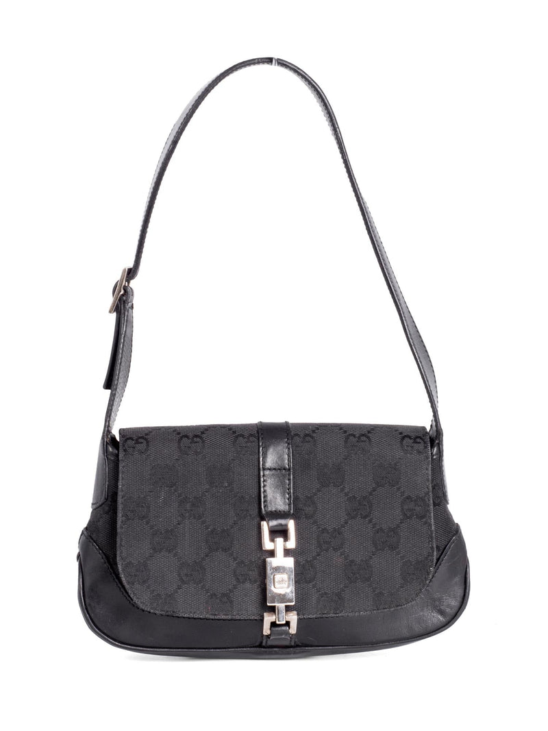 Gucci GG Supreme Leather Canvas Mini Jackie O Hobo Bag Black-designer resale