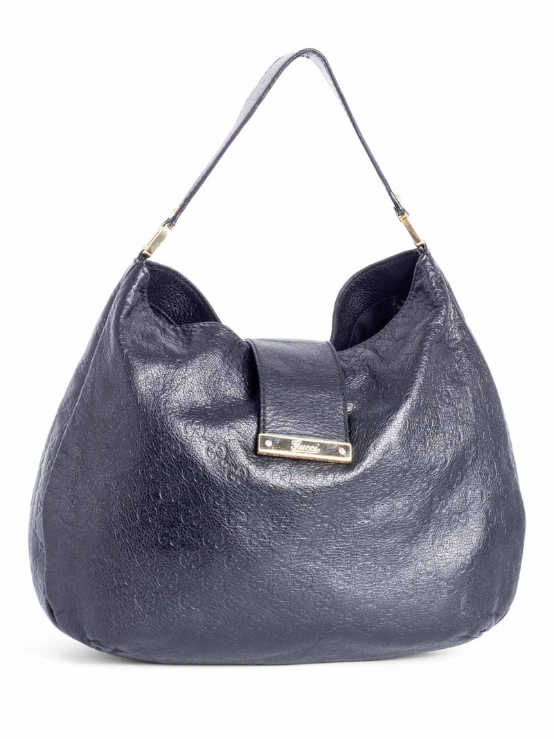 Gucci GG Supreme Leather Hobo Bag Black-designer resale