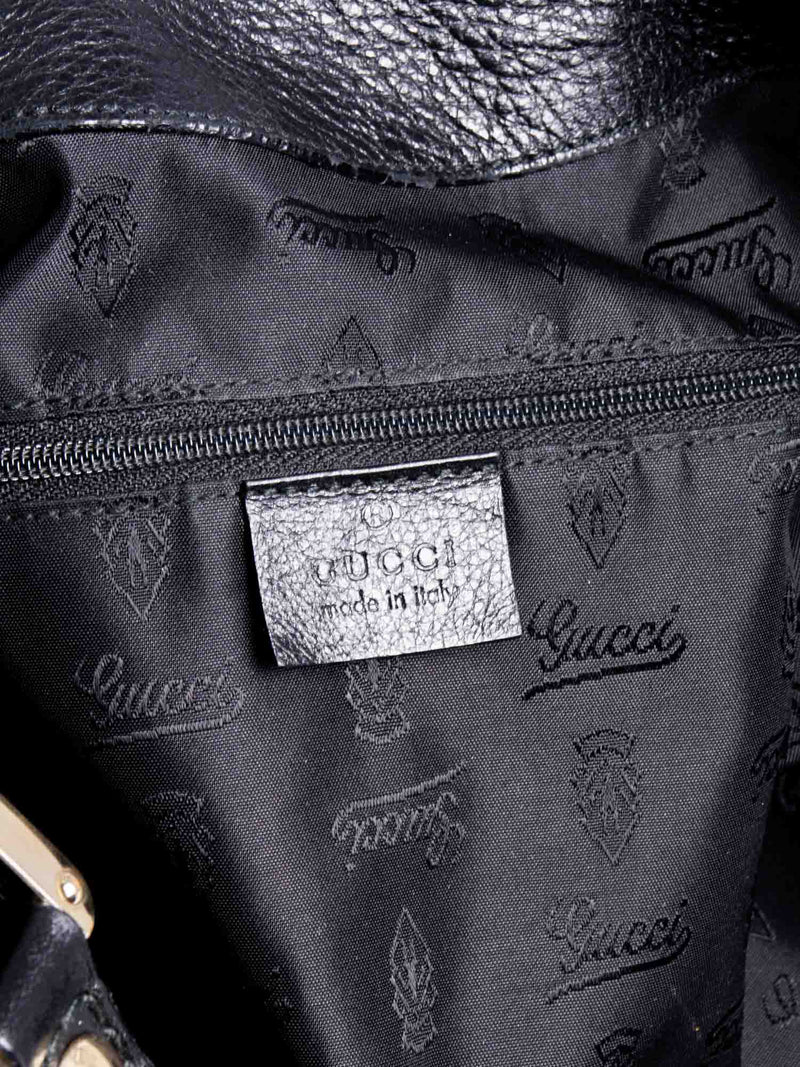 Gucci GG Supreme Leather Hobo Bag Black-designer resale