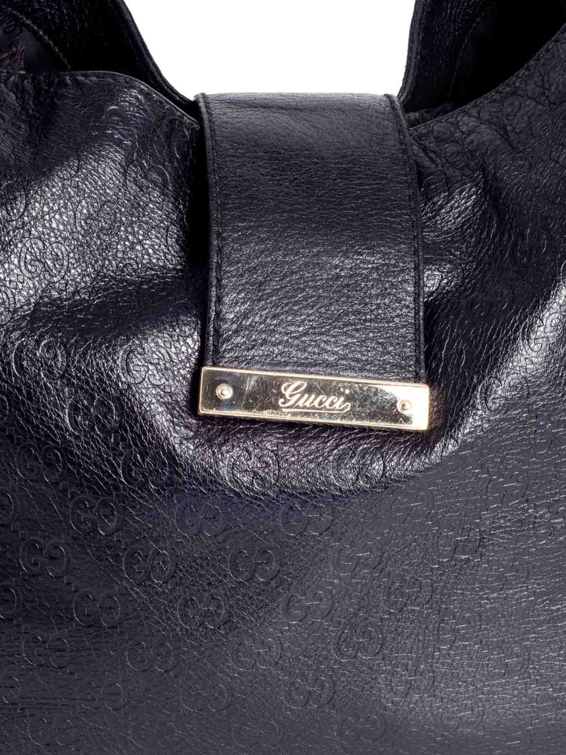 Gucci GG Supreme Leather Hobo Bag Black-designer resale