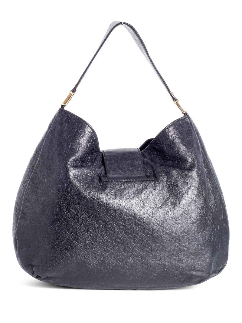 Gucci GG Supreme Leather Hobo Bag Black-designer resale