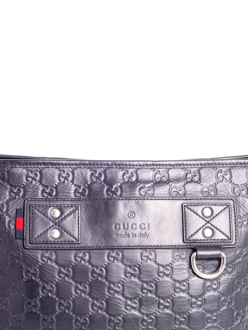 Gucci GG Supreme Leather Web Stripe Messenger Bag Navy Blue-designer resale
