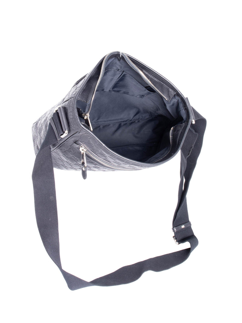 Gucci GG Supreme Leather Web Stripe Messenger Bag Navy Blue-designer resale