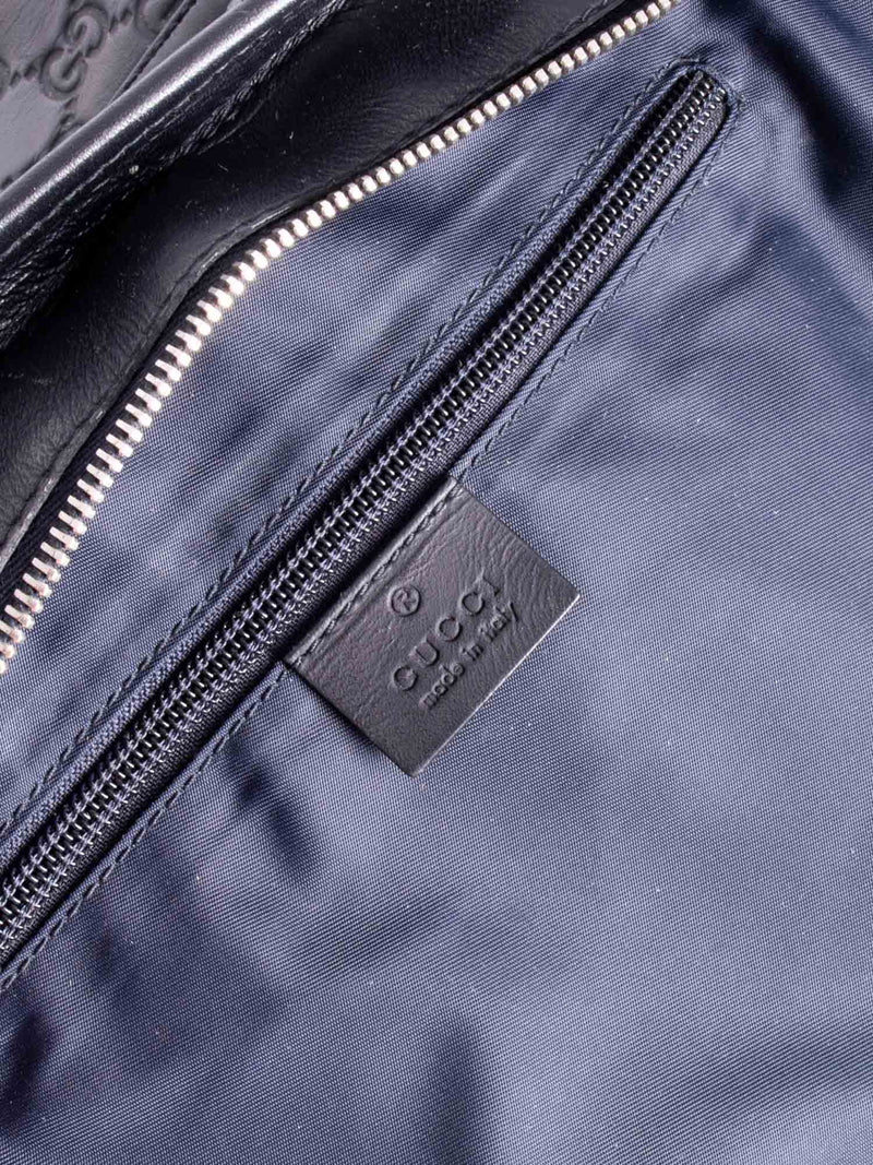 Gucci GG Supreme Leather Web Stripe Messenger Bag Navy Blue-designer resale