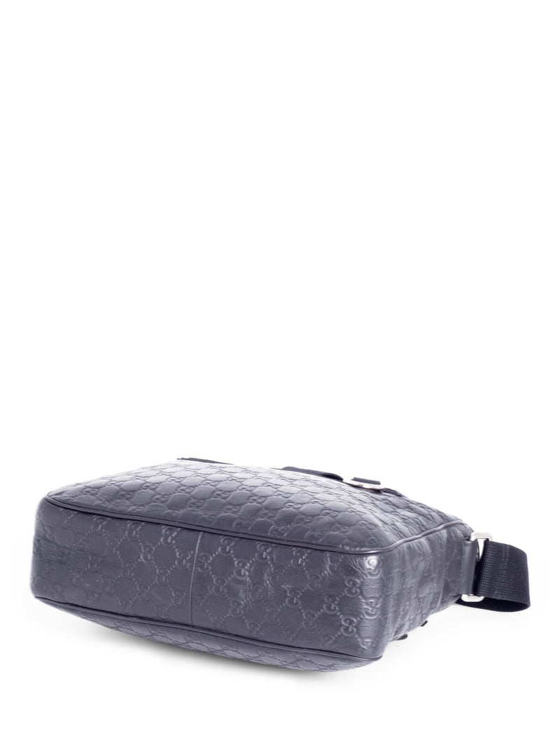 Gucci GG Supreme Leather Web Stripe Messenger Bag Navy Blue-designer resale