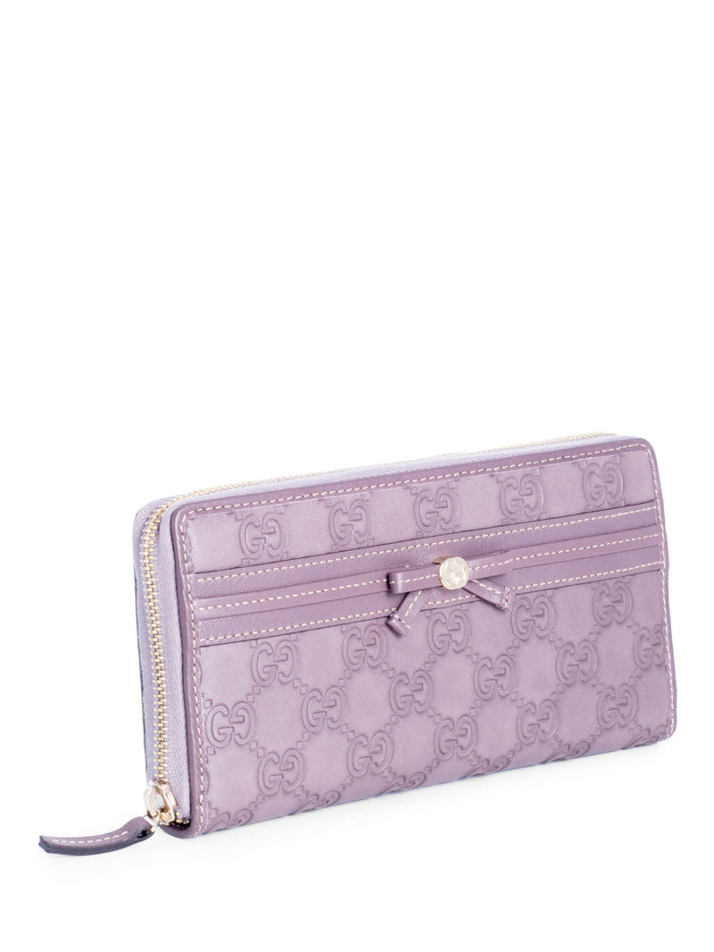 Gucci GG Supreme Leather Zip Around Wallet Lavender-designer resale