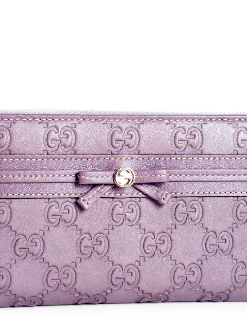 Gucci GG Supreme Leather Zip Around Wallet Lavender-designer resale