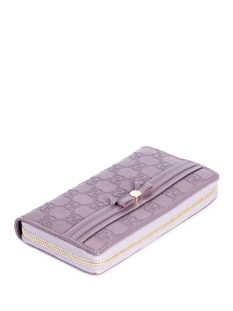 Gucci GG Supreme Leather Zip Around Wallet Lavender-designer resale