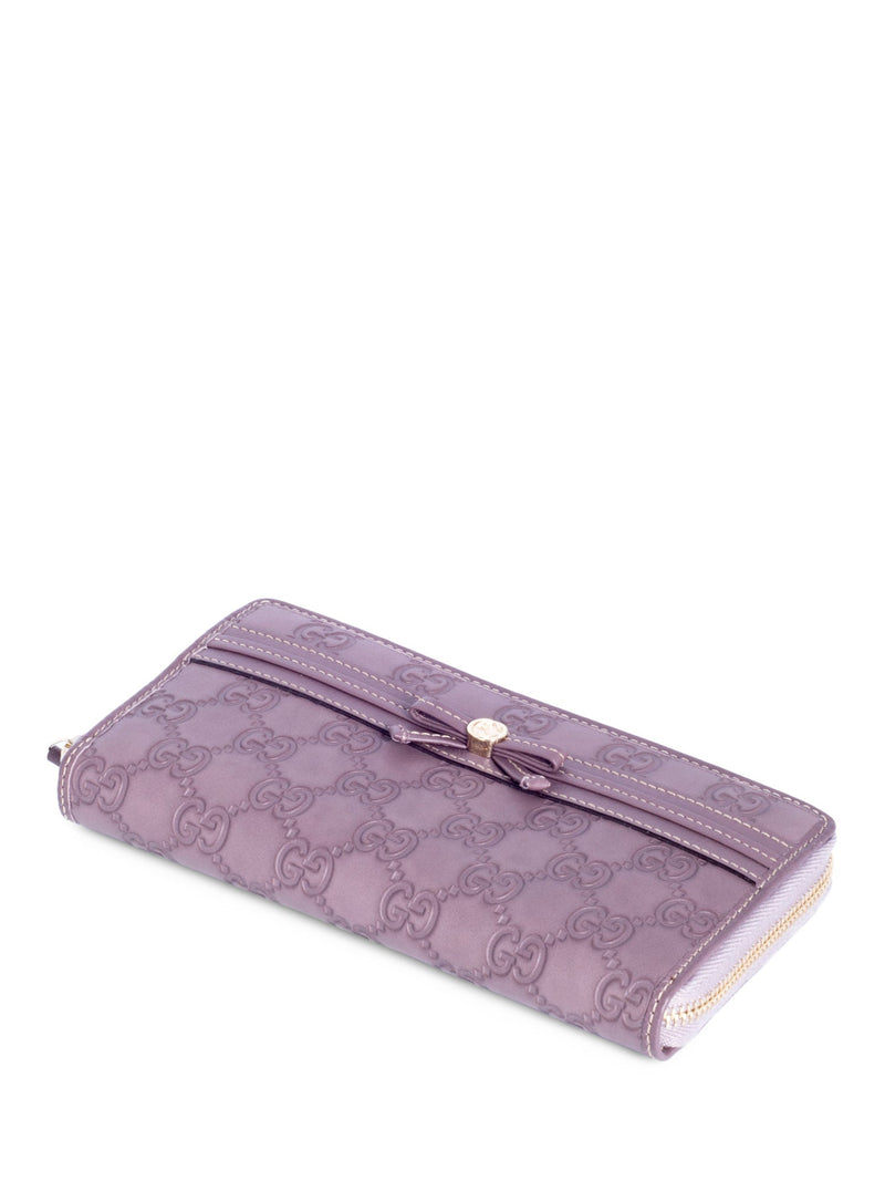 Gucci GG Supreme Leather Zip Around Wallet Lavender-designer resale