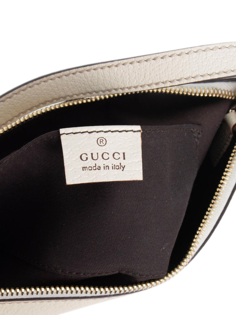 Gucci Leather Charms Pochette Shoulder Bag Cream-designer resale