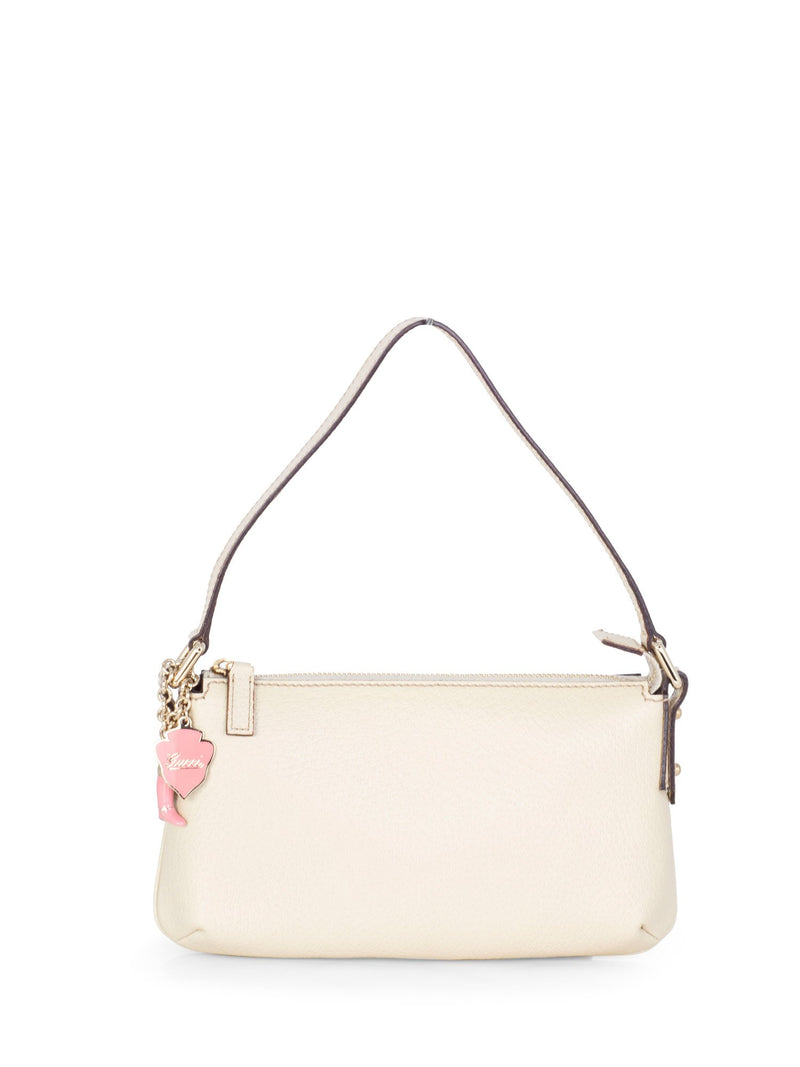 Gucci Leather Charms Pochette Shoulder Bag Cream-designer resale