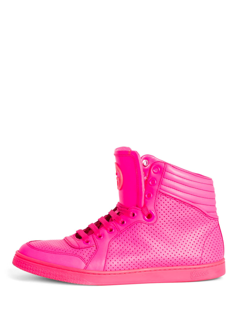 Gucci Leather GG Coda High Top Sneakers Hot Pink-designer resale