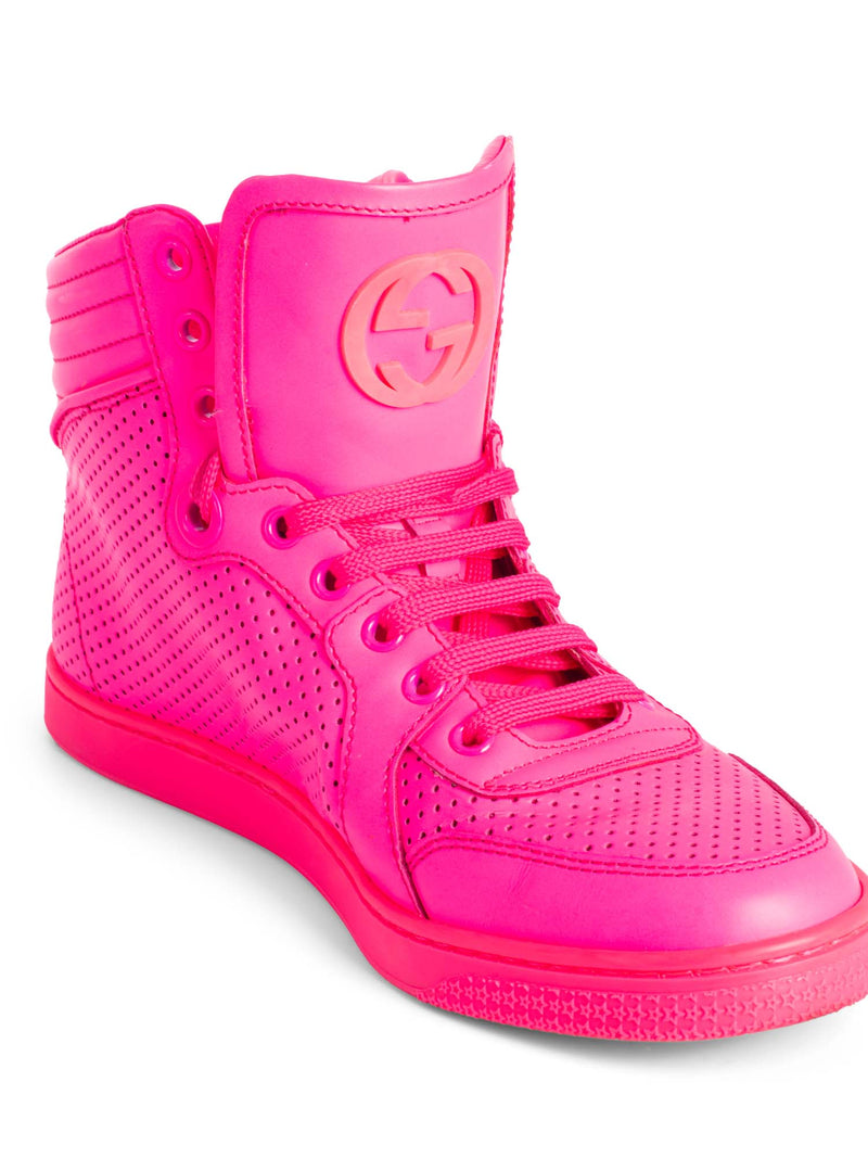 Gucci Leather GG Coda High Top Sneakers Hot Pink-designer resale