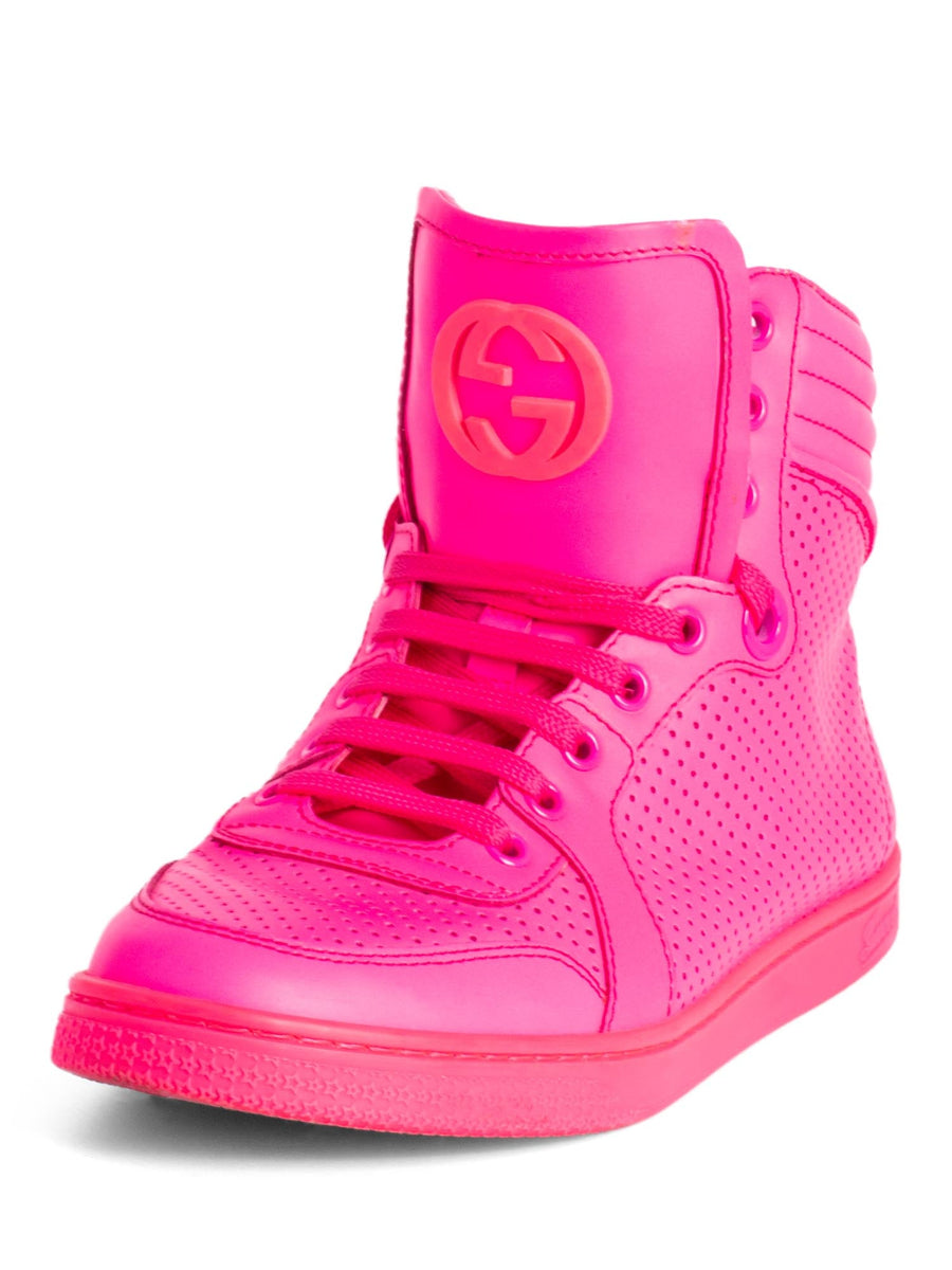 Gucci Men\'s Leather High Top Coda Hot Pink Sneakers GG on Tongue Size US 8 EU 38 ?Authentic Gucci GG Coda High Top Sneakers size 8.5... | Depop main image 3