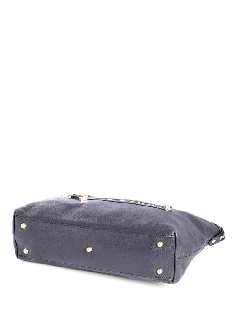 Gucci Leather Web Stripe Bag Black-designer resale