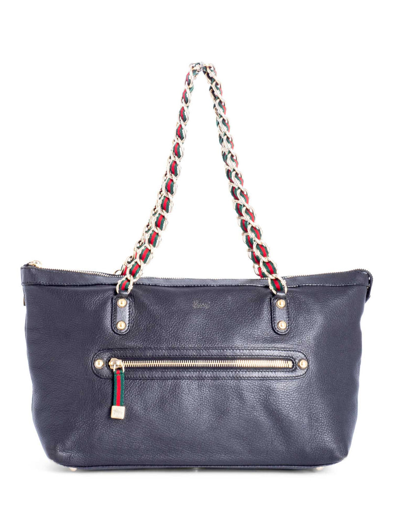 Gucci Leather Web Stripe Bag Black-designer resale