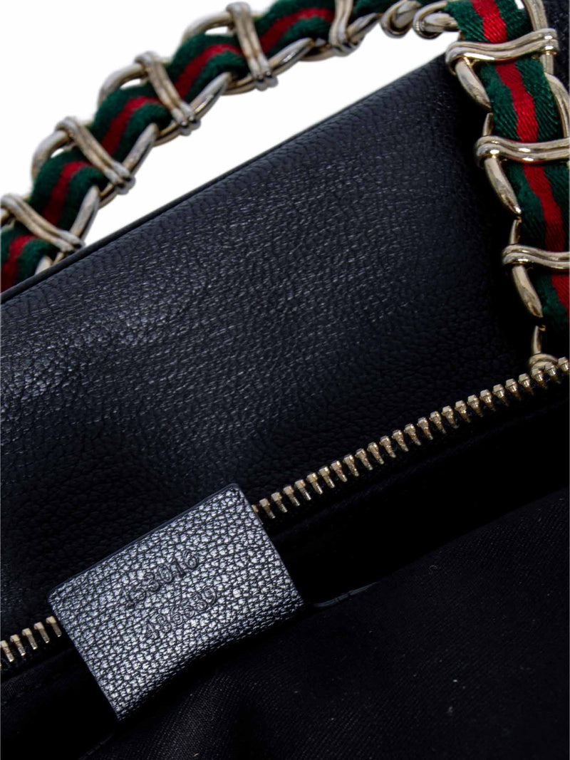Gucci Leather Web Stripe Bag Black-designer resale