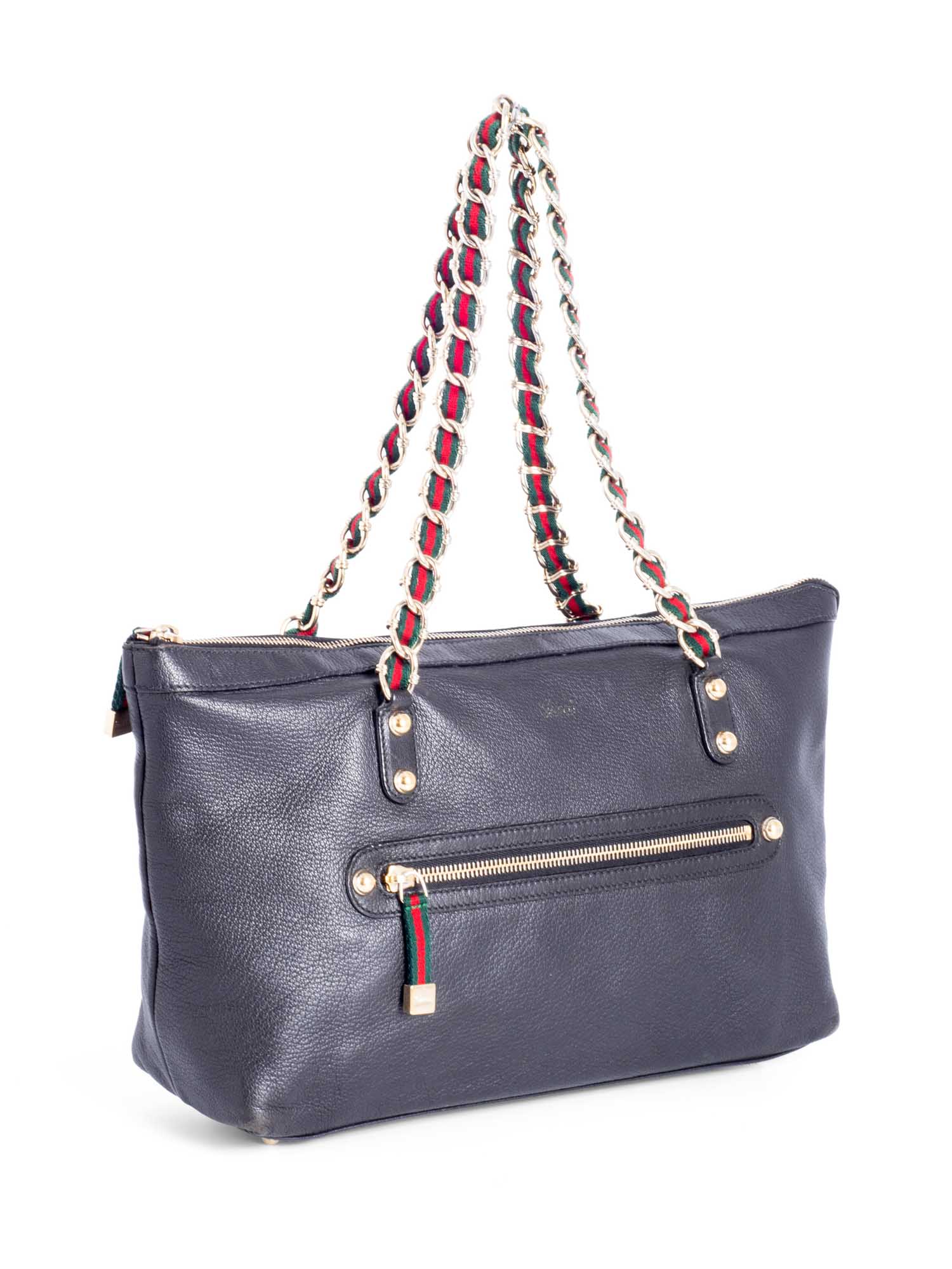 Gucci Leather Web Stripe Bag Black-designer resale