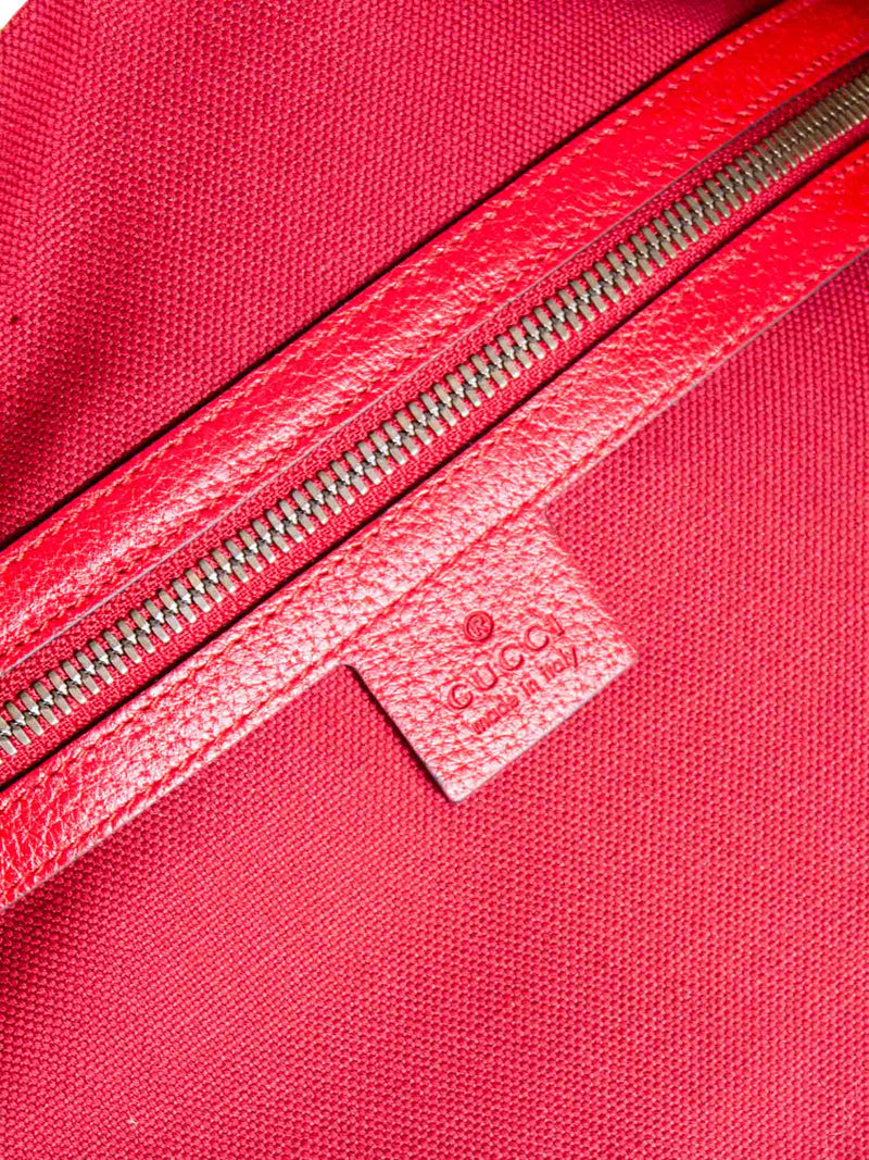 Gucci Logo Striped Leather Canvas Tote Bag Red White Blue-designer resale