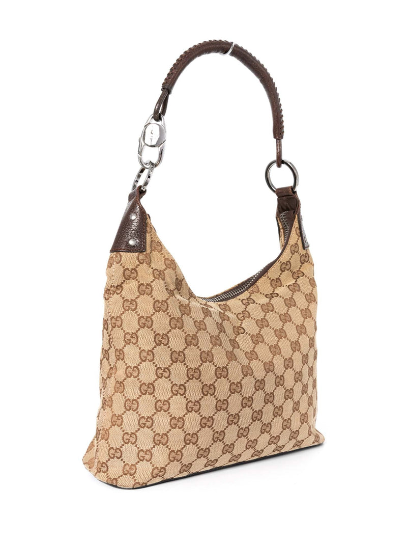 Gucci Vintage GG Supreme Monogram Hobo Bag Brown-designer resale