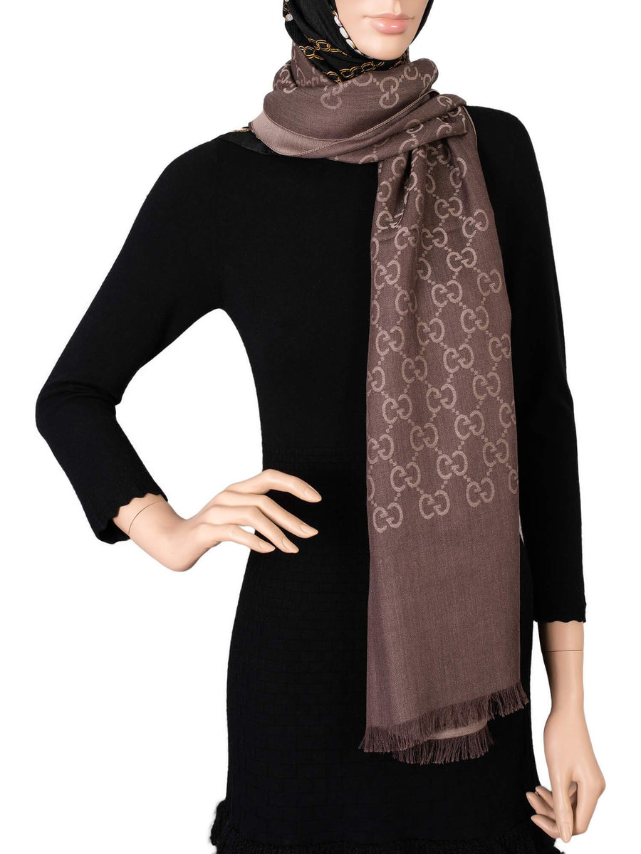 Gucci★素敵！Brown Beige Monogram GG Logo Long Scarf GG wool jacquard scarf in beige and brown | GUCCI® CA