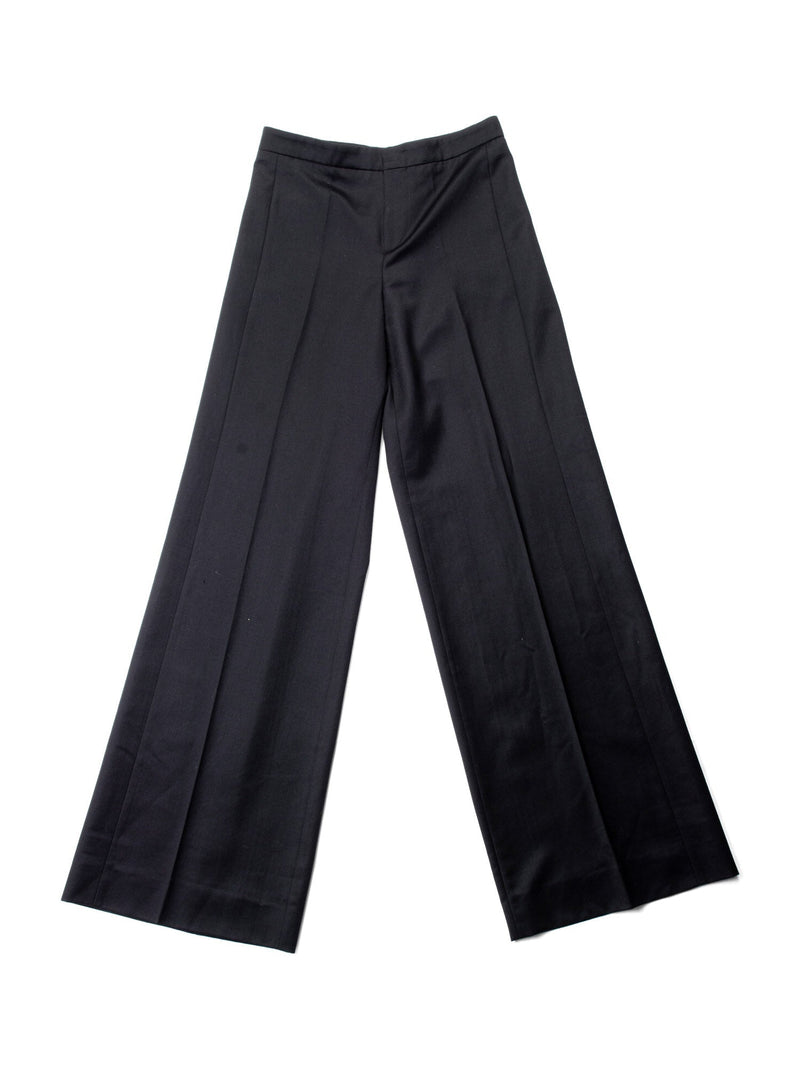 Gucci Wool Wide Leg Pleated Pants Black-designer resale