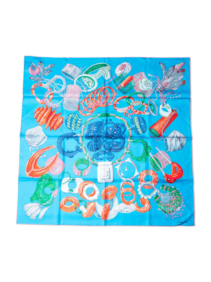 Hermes Bracelets de Lumiere Silk Scarf 90 Blue-designer resale