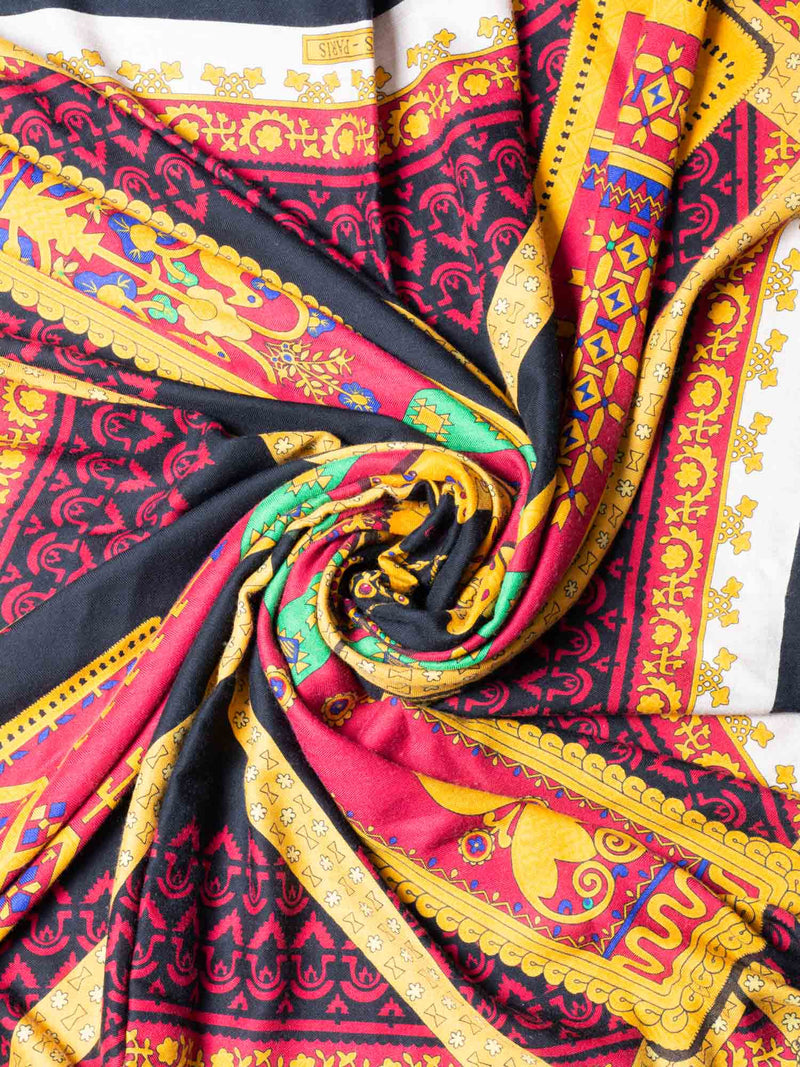 Hermes Cashmere Silk Brins D'Or Shawl 140 Black Gold-designer resale