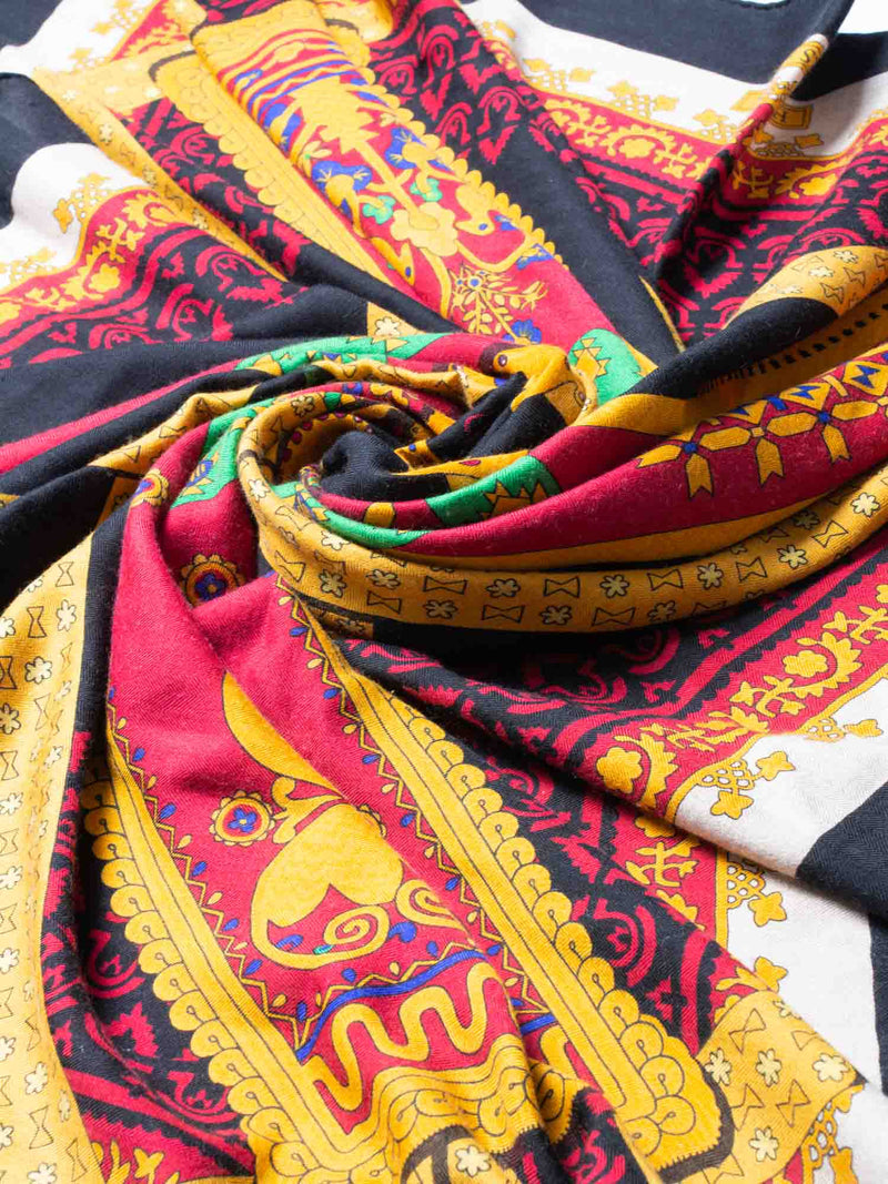 Hermes Cashmere Silk Brins D'Or Shawl 140 Black Gold-designer resale