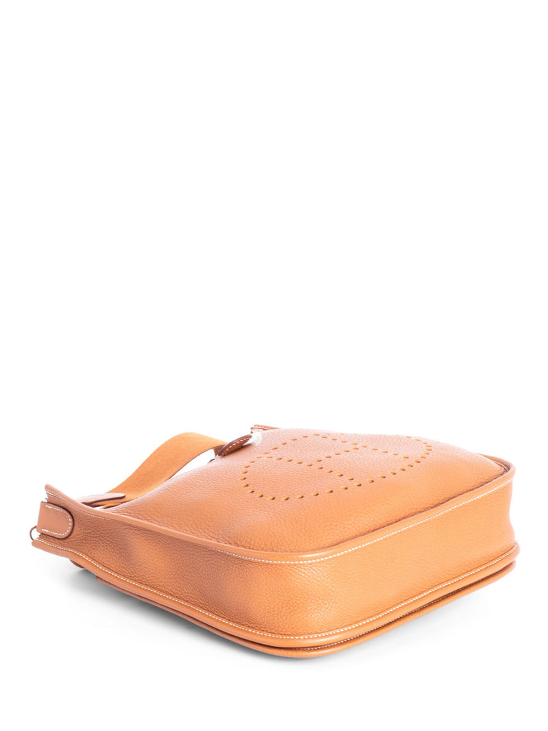 Hermes Clemence Leather Evelyne III MM Messenger Bag Gold Brown-designer resale