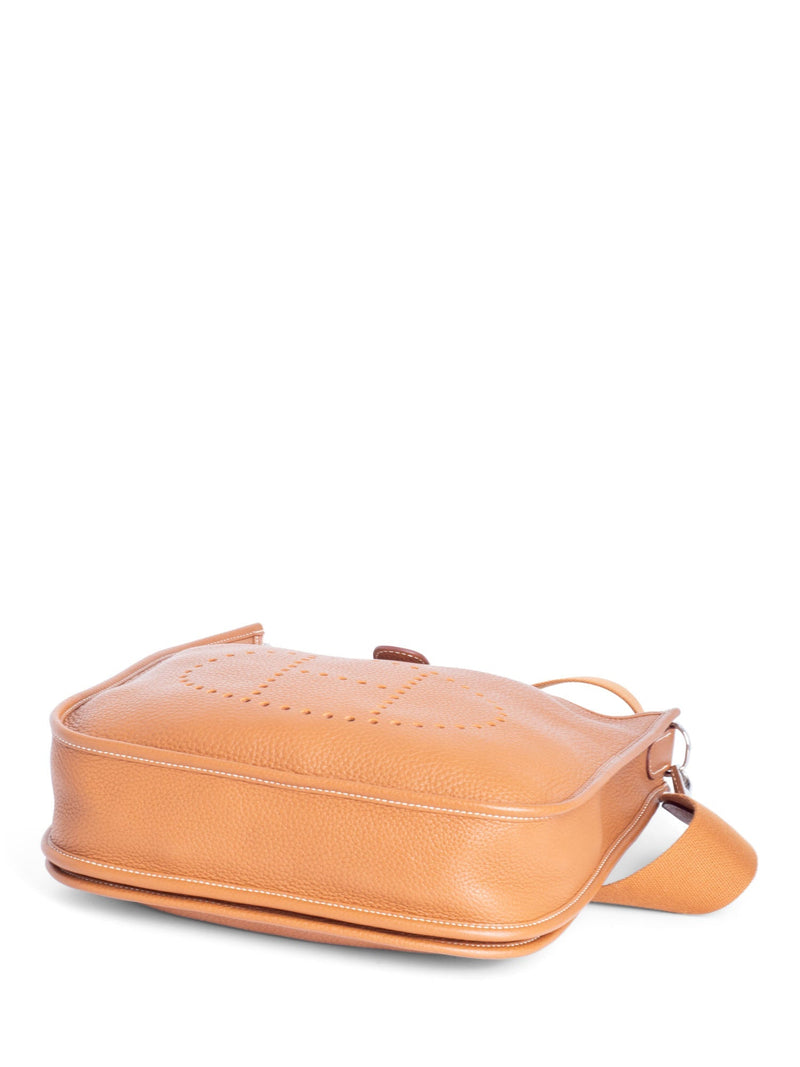 Hermes Clemence Leather Evelyne III MM Messenger Bag Gold Brown-designer resale